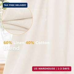 Linen Fabric by the Yard, 61 Inch Wide White Blend Cloth, 60% Linen 40%