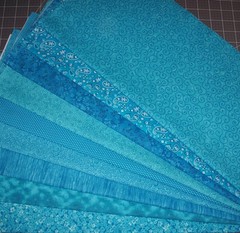 9 Fat Quarters Bundle Tonal Turquoise Blue tone on tone Fabric Precut