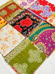 Vintage Kantha Scrap Set 20/30/40/50/100 Pcs – Handmade Quilting Cotton Remnants