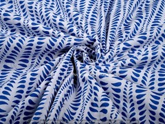 5 Yard Indian Blue Floral Hand Block Print Cotton Fabric Dressmaking Sewing Art