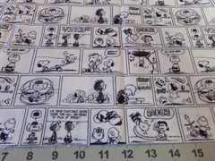 1/2YD X 44″ NEWSPAPER STRIP PEANUTS BLACK AND WHITE/SPRING/ NEW COTTON #2452