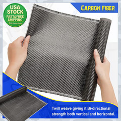 Carbon Fiber Fabric Roll 12Inch X 6.5Ft 2X2 Twill Weave 3K 220G for Cars Boats