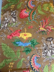 Fabric Lot 3 Yd 54 W Vintage Duralee “Toile Tropique” Chinoiserie Tropical 60s