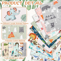 10 Pcs Jungle Animals Quilting Fabric Bundles 20 X 20 Inch | Forest Animals, Fat