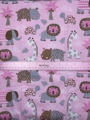 Pink Baby Safari Animals Fabric Flannel 44″ 1 Yard