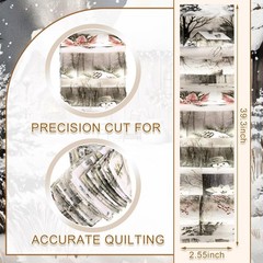 Fanfanwin 40 Pcs Neutral Christmas Quilting Fabric Roll 2.56 Inch Multicolor