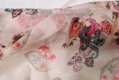 55” Wide By Yard Fans Pattern Silk Gauze Natural Silk Georgette Chiffon Fabric