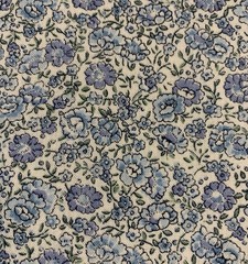 Vtg Floral Calico Fabric By Fabri-Quilt Blue Green White Cottagecore BTHY