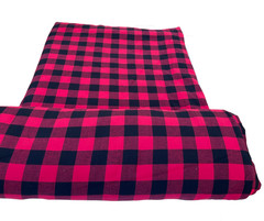 Buffalo Plaid Sherpa Fabric – 60” Wide Red Black Check Flannel Top & Soft Sherpa