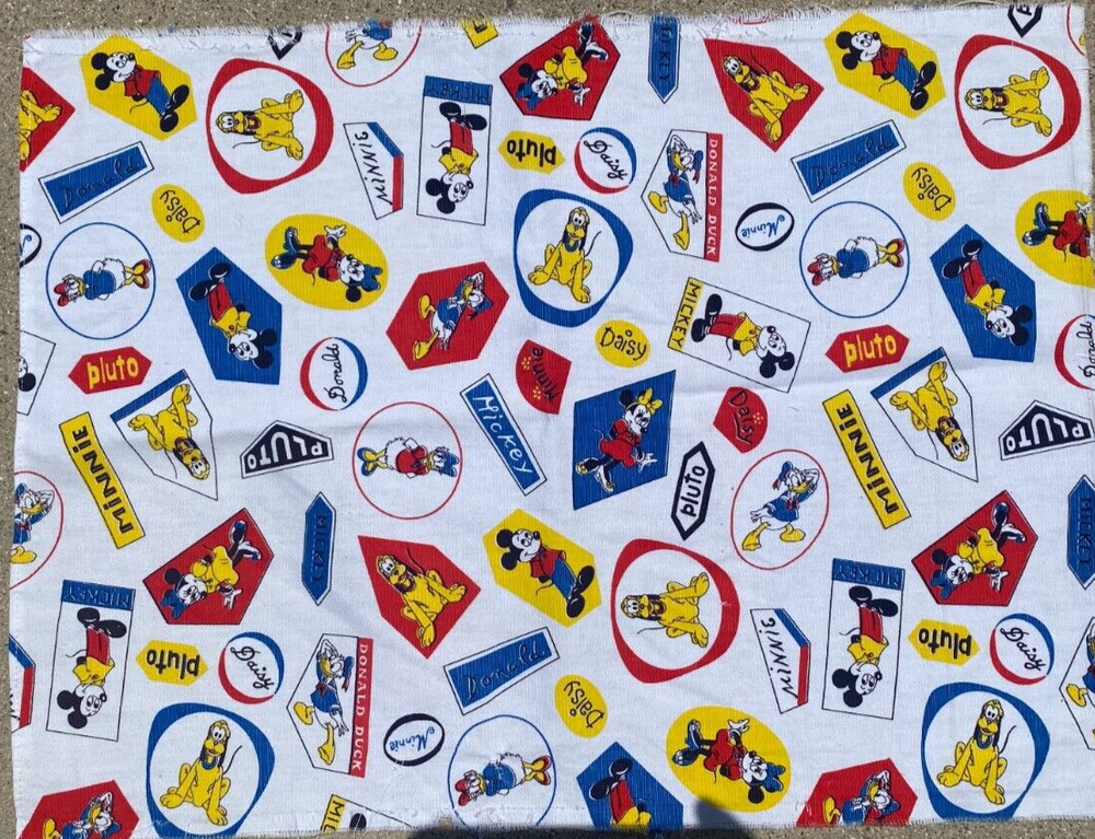 Novelty Fabric Disney Retro Mickey & Friends Craft Sew Stash Builder Piece 21×15