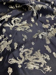Arisa BLACK Dragon Brocade Chinese Satin Fabric for Cheongsam/Qipao, Apparel, C