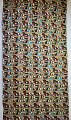 Cats on Book Shelf Vintage Style Cotton Fabric Basket Plant Quilting 4.25 Yards