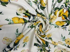 Lemon Floral Scuba Crepe Fabric Stretch Dressmaking Sewing Material 150cm Wide