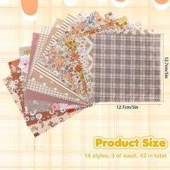 Charm Pack Fabric PreCut Quilting Squares Multicolor Floral 5×5 Inch 42 PCS