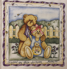 Vintage Dianna Marcum~Beatitude Bears Fabric~Religious~18 Quilt Blocks~6 1/2″ sq