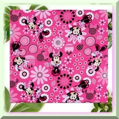 Pink Cotton Quilt Fabric with Minnie Bow Design