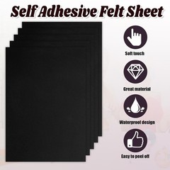 Biaungdo 6 Pcs Self Adhesive Felt Sheets, Black Felt Sheet with Adhesive Backing
