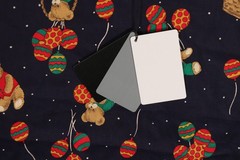72″L x 44″W Cranston Schwartz Fabric Bears with Decorated Balloons on Dark Blue