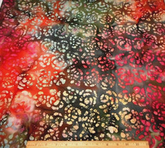 Batik Fabric By Half-Yard SALE Swirls on Orange Navy Pink Green Cotton #42M #PC