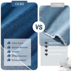 9oz Washed Denim Fabric 1 Yard 71in Wide Blue Jean Cloth for Sewing Crafts
