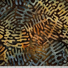 1 Yard Cut of Lunn Fabric Liquid Crystal Batik 100% Cotton 3454 Spice Brown Blue