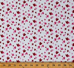 Cotton Pink Red Hearts on White Valentine’s Day Fabric Print by the Yard D379.66