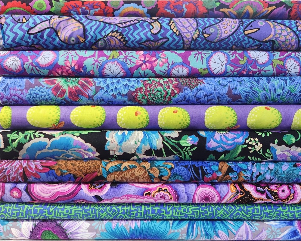 Kaffe Fassett COOL Fat Quarter Bundle Set Free Spirit 100% Cotton 10 Fabrics