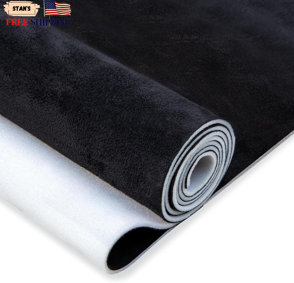 Suede Auto Headliner Fabric 98″ L × 60″ W with Foam Backing – Black Interior Rep