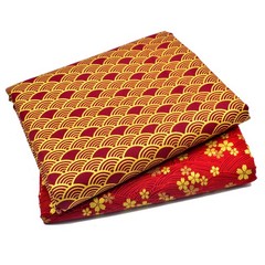 Red Japanese Sakura Cherry Blossoms Waves Fat Quarters Quilting Fabric 18×22 In