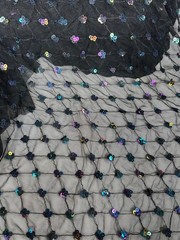 Black & Iris sequins embroidery Metallic mesh net Fabric 56″ Wide