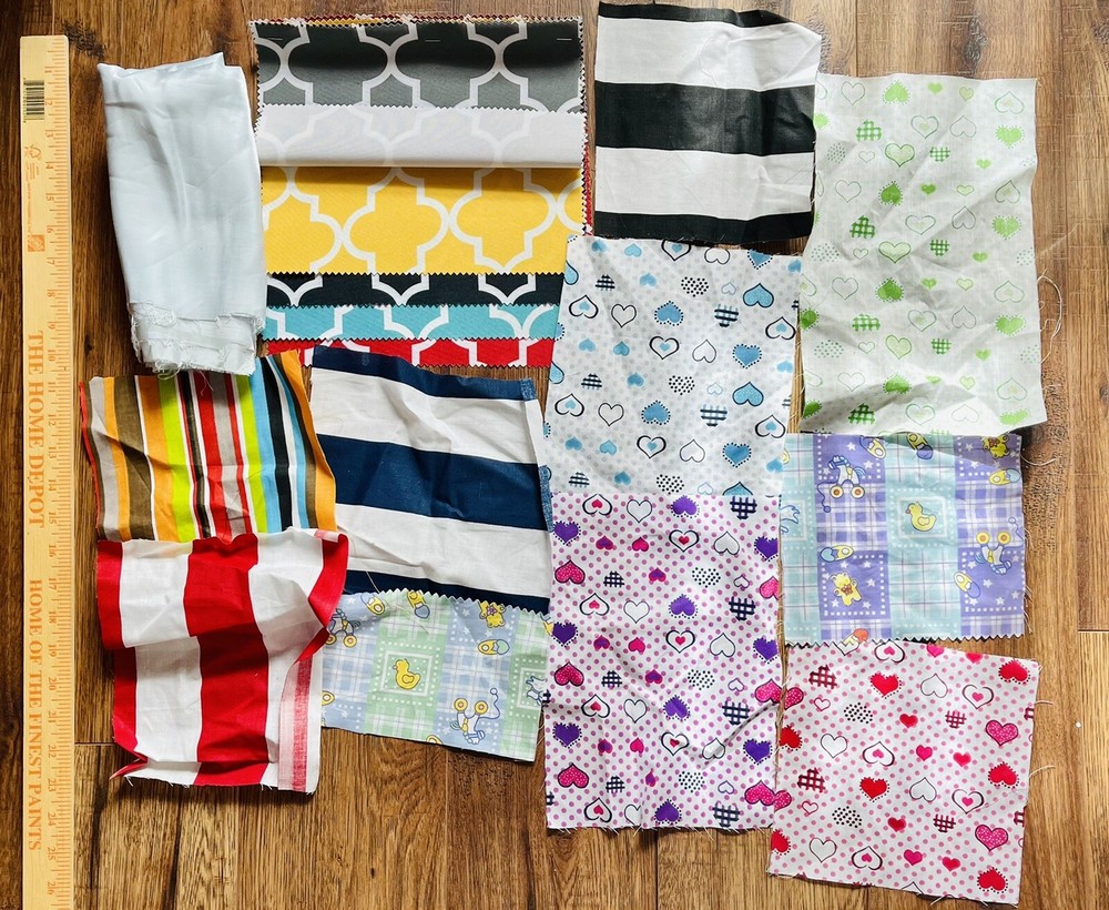 Assorted Colors Cotton Polyester & Other Fabric Pieces For Arts & Craft Hearts