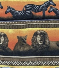 AFRICAN SERENGETI Fabri Quilt 40×44” Piece Elephant Giraffe Lion Sunrise