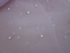 Pink Beaded Tulle Fabric 1yd x 66″W + Pink Satin Remnants 1yd 60″W Matching