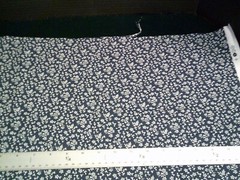 WASHED & IRONED White Floral on Dark Blue Long Quarter 9″ X 44 ” Cotton Fabric