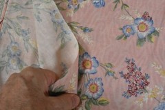 By 1/2 Yd, Vintage, Large Blue Floral on Pink-Wood-Grain-Look Quilt Cotton,P7770