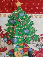 Raggedy Ann & Andy Christmas Border Hearts Fabric