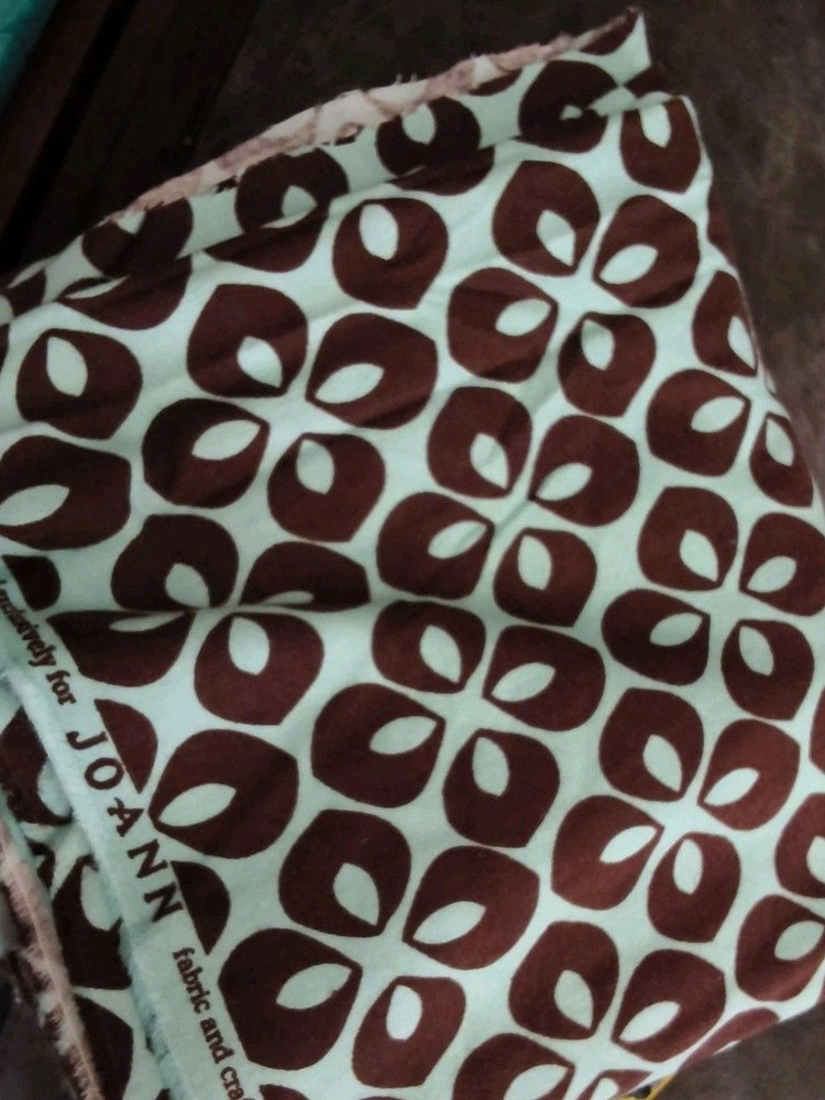 Joann Fabrics Mid-Century Modern Cotton Print Blue Brown 43×80 Fabric