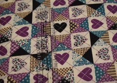 4-1/2 yards vintage cotton FABRIC TRADITIONS hearts stars PURPLE TEAL country