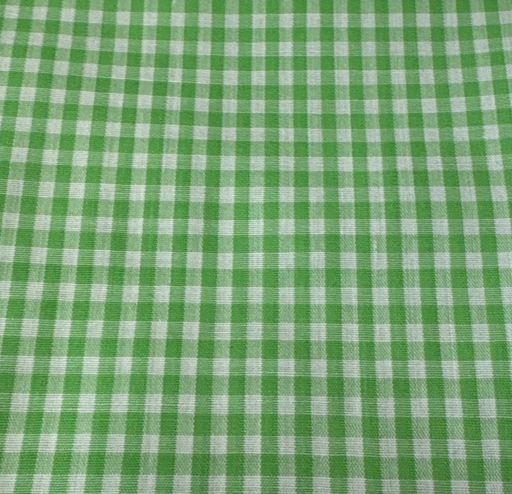 Green White Gingham Cotton Fabric 19″x44″ Quilting Crafts Sewing Projects