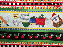 BARB’S KITCHEN Avlyn Fabrics POSSIBILITIES Cotton Spoons Rolling Pin Basket 38″