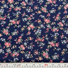 Vintage Cranston Florals on Navy Blue Cotton Fabric FAT QUARTER 18″ x 21″