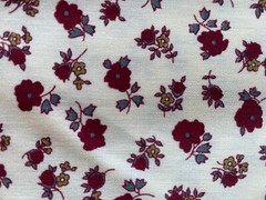 SCHWARTZ LIEBMAN FABRIC~Floral Cream Maroon~SMALL PRINT~Cotton Single Cut~44×97~