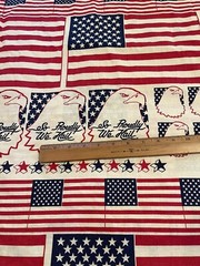 Vintage Patriotic Eagle Flag Fabric So proudly we hail 4th of July by the yard