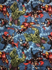 Avengers, Hulk Iron Man Capt & Thor Cotton Fabric 1/2 Yard (18 By 44”) New