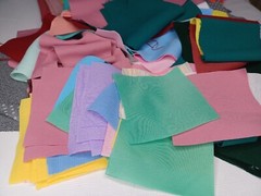 Vintage Scrap Fabric Pieces Various Colors Polyester 1 Pound Lot Destash