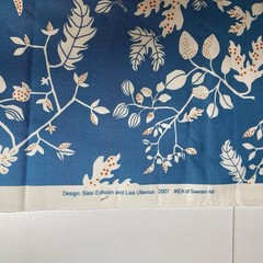 Vtg 2007 Ikea Sweden Fabric By Sissi Edholm & Lisa Ullenius Blue Leaves 60Wx32L