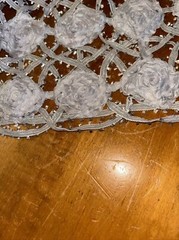 Grey Rose Flowers Fabrics 3D Lattice Wedding Tablecloth Decoration 5 ydx56″