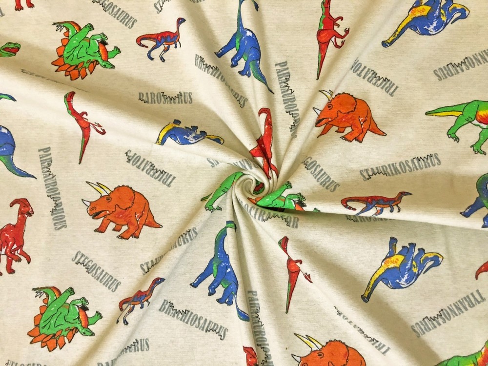 Dinosaur Parade 100% Cotton Knit Fabric 100% 52″W By Yard -CTPR04