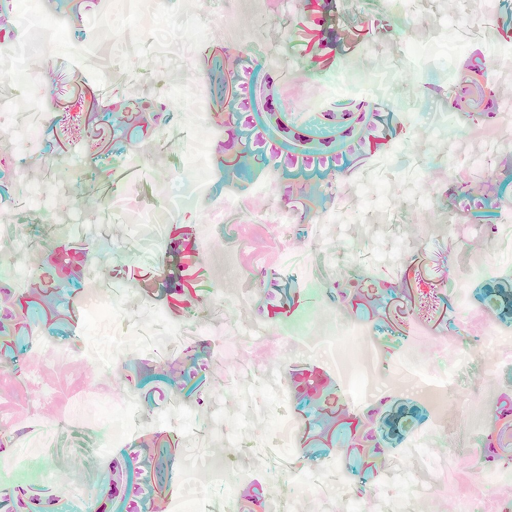 Wild Blush Purple Butterflies Allover Danhui Nai Fabric 1/2 Yard #89219-164