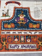 Halloween Fabric Apron Panel By Rebecca Carter Pumpkins Witches Cats Spiders